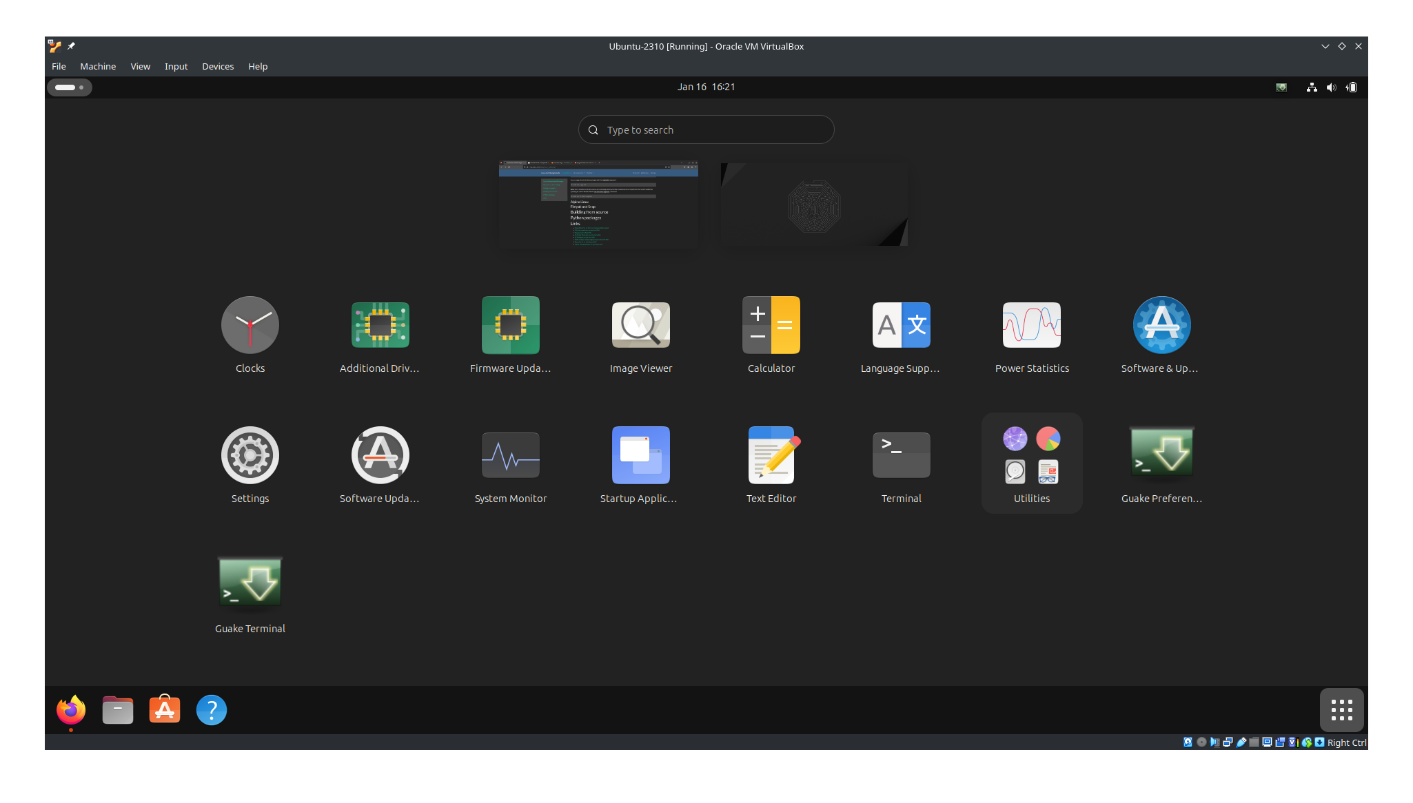 The GNOME application menu