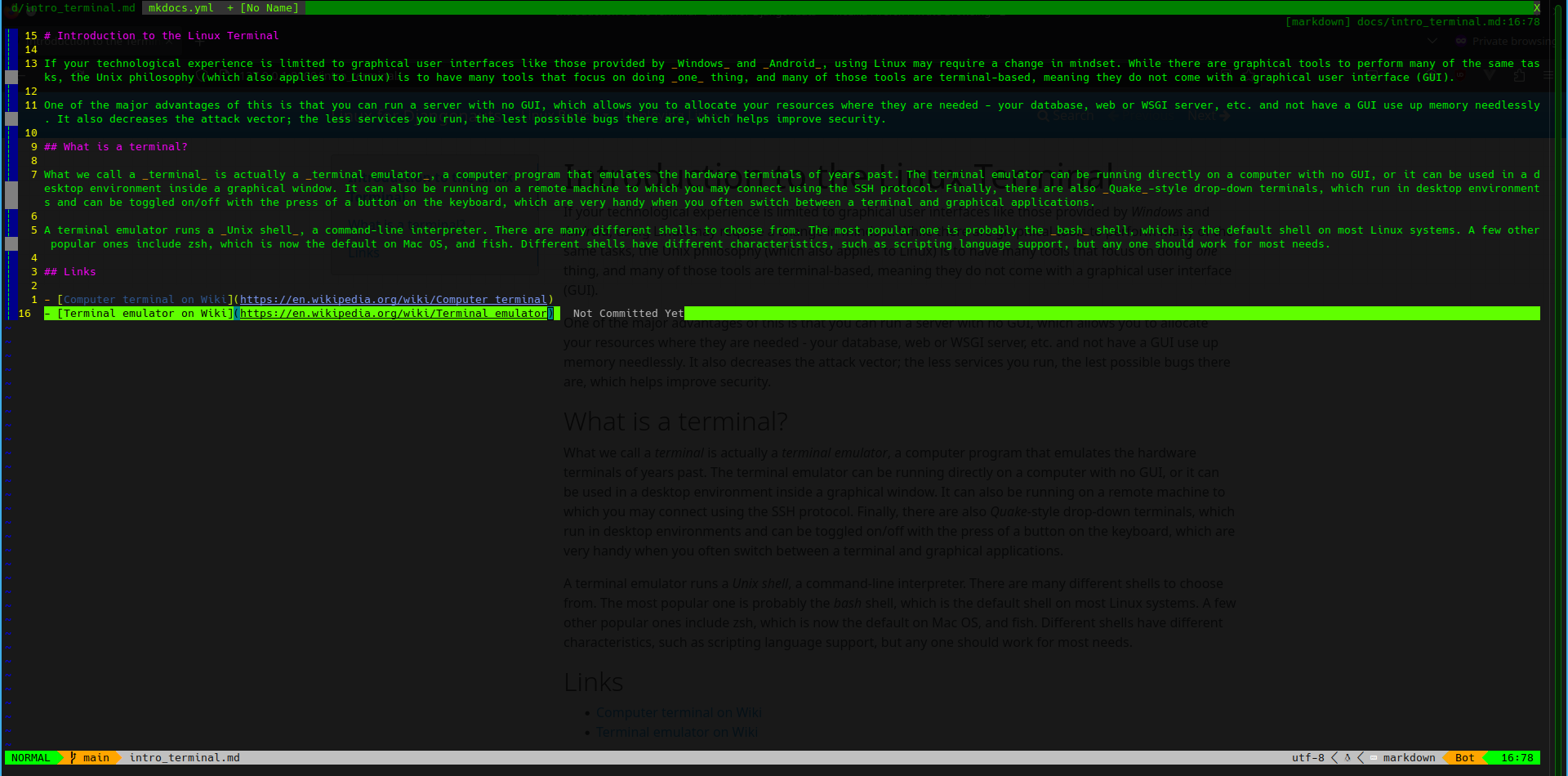 Neovim, running in Yakuake drop-down terminal