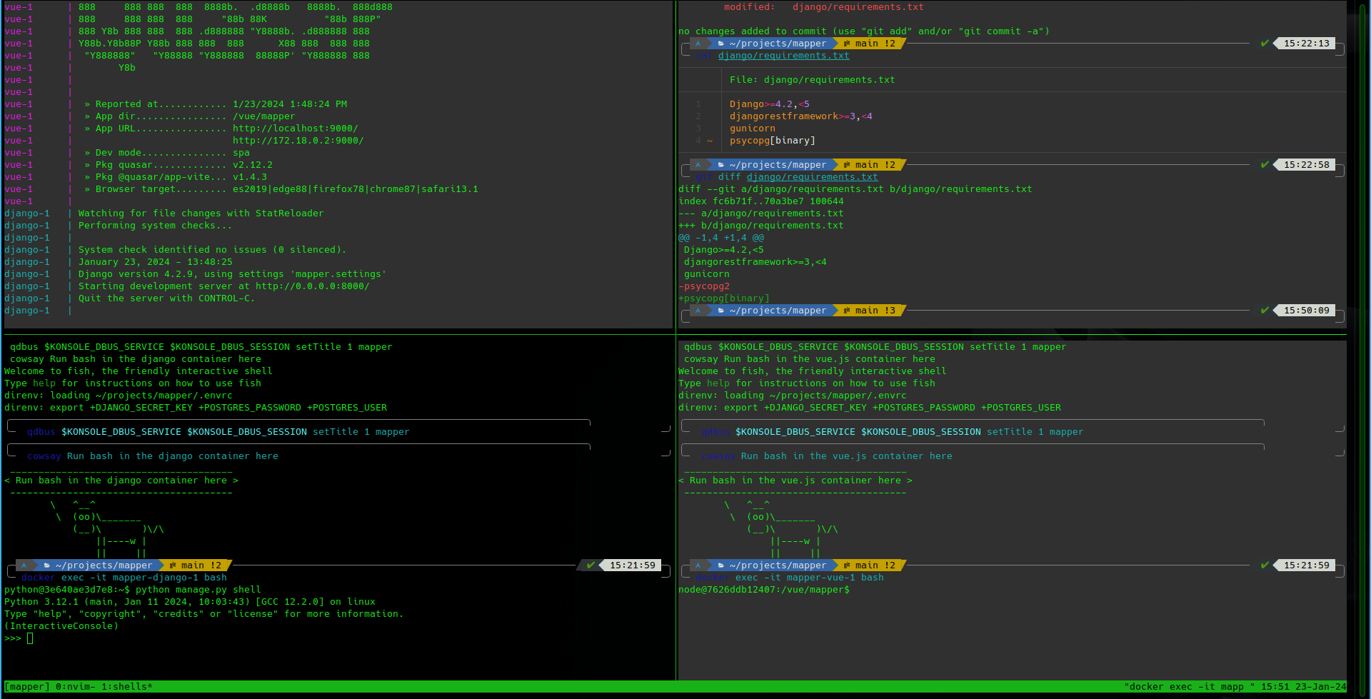 tmux panes