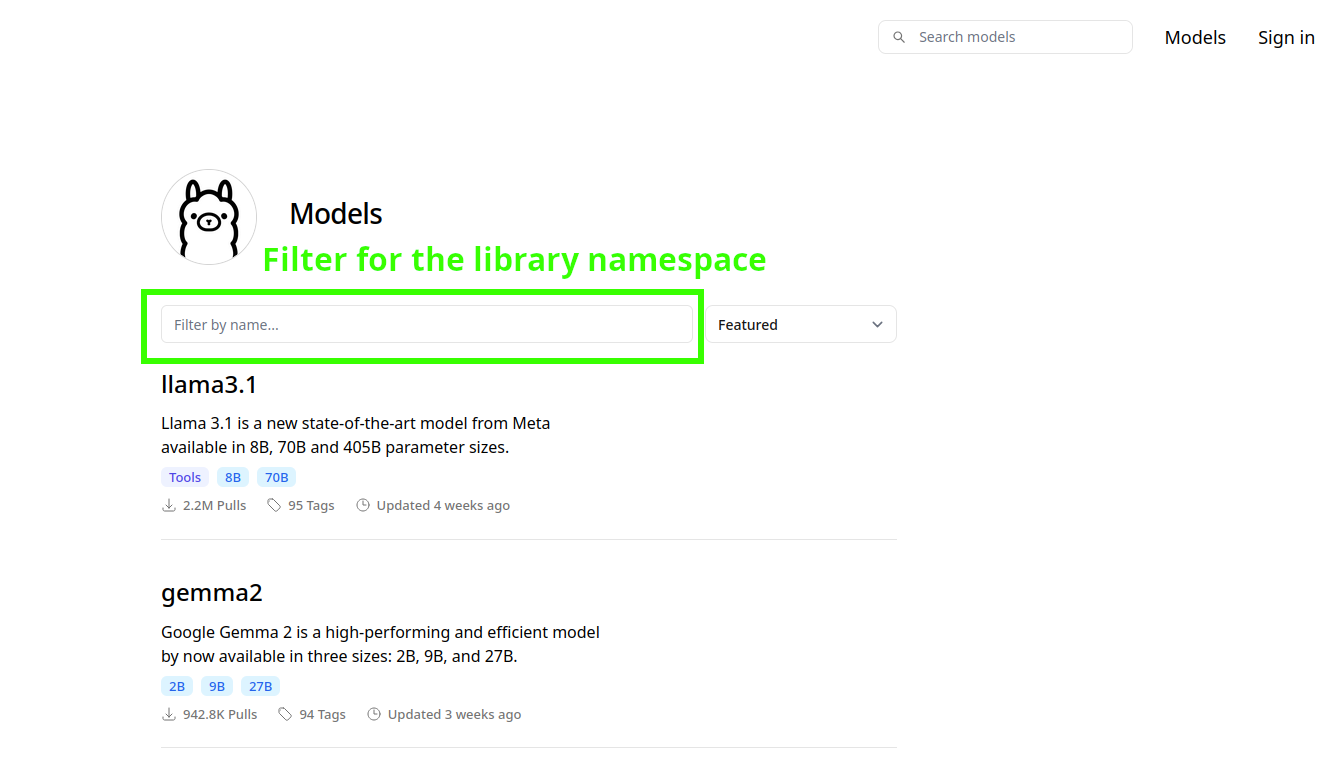 Filtering the Ollama Library